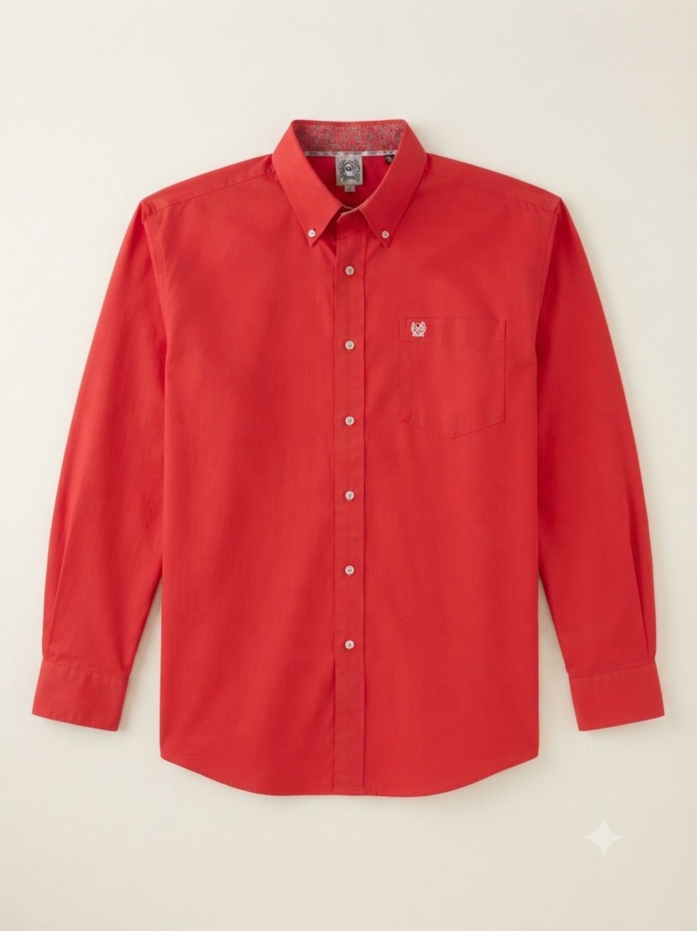 Cinch Mens XL Coral Red Western Button Down Shirt Paisley Cuff Trim